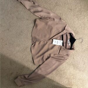 Women's silk cropped button up